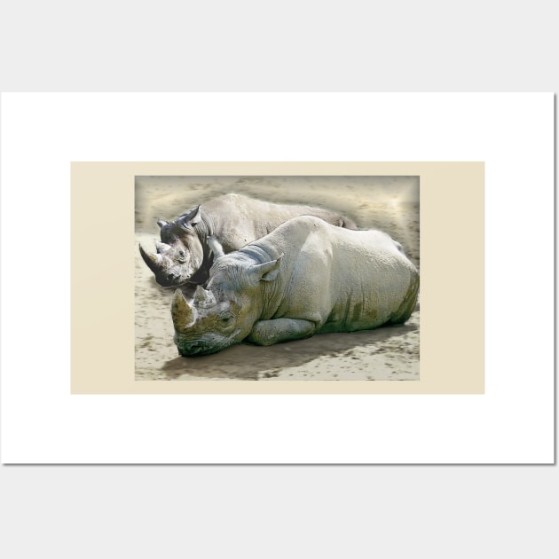 Sleeping Rhinos art gift Wall Art by BarbaraGlebska